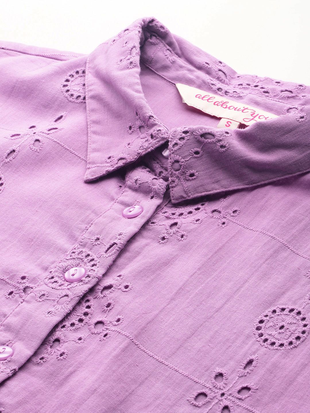 all about you Pure Cotton Schiffli A-Line Dress with Belt