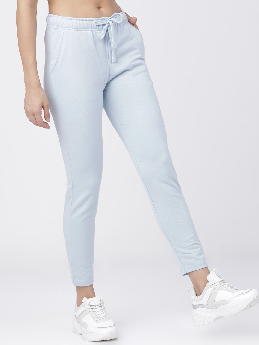 Tokyo Talkies Women Blue Solid Slim-Fit Track Pants
