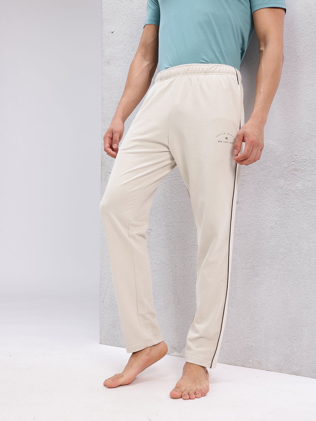 HRX by Hrithik Roshan Men Mid-Rise Yoga Track Pants with Contrast Piping
