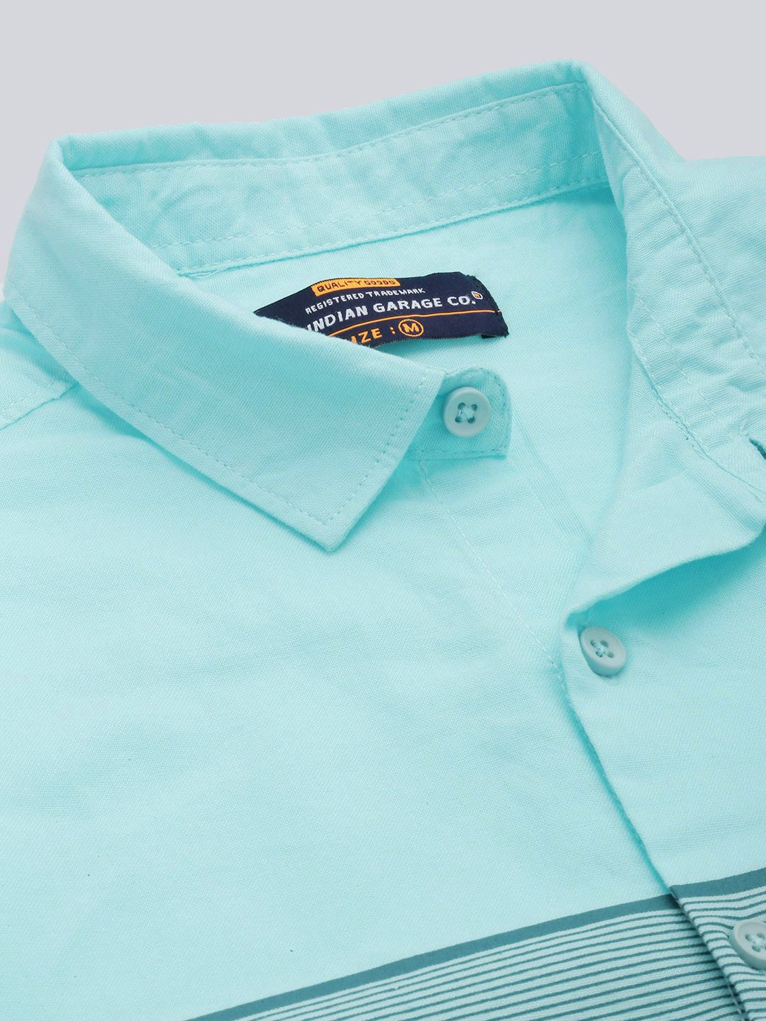The Indian Garage Co Men Blue Horizontal Stripes Casual Cotton Shirt