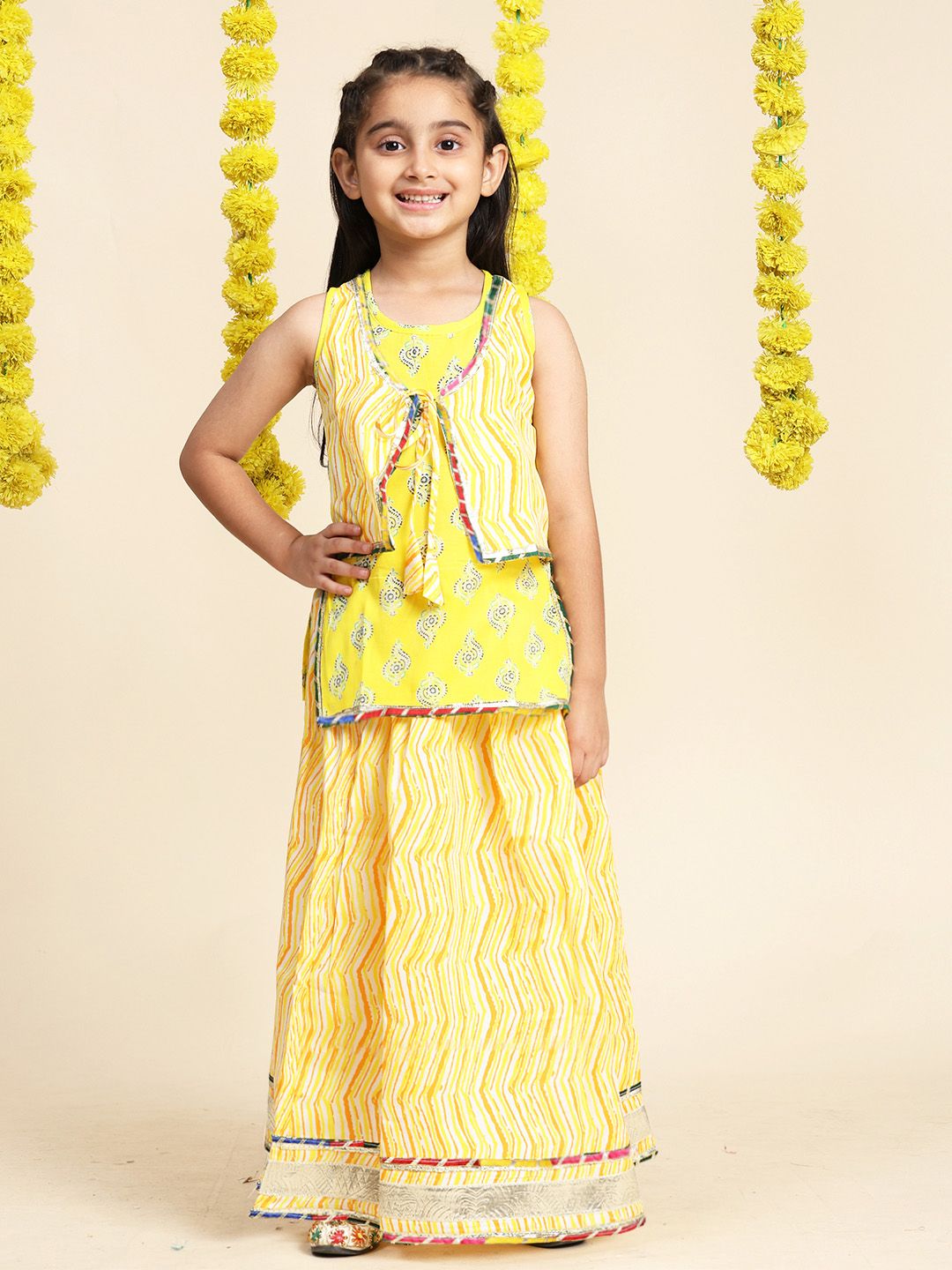 Cutiekins Girls Paisley Printed Cotton Ready to Wear Lehenga & Blouse With Dupatta