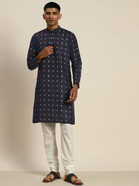 SOJANYA Ethnic Motifs Silk Cotton Indigo Kurta