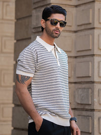 Powerlook Men Striped Polo Collar T-shirt