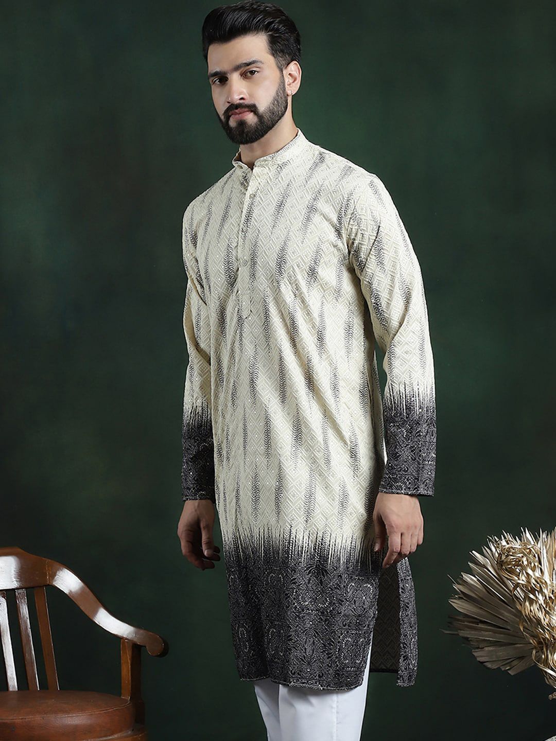 SOJANYA LUXE Sulam Biasa Benang Kerja Cotton Straigth Kurta