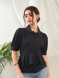 Atasan Gaya Baju Georgette Lengan Puff SASSAFRAS