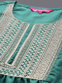 Varanga Ethnic Motifs Yoke Design Zari Sequined Kurta with Trousers & Dupatta