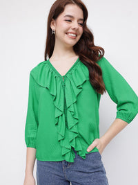 DressBerry Regencycore Ruffles Lace Inserts Top