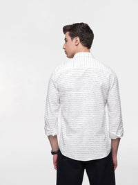 French Connection Linen Cotton Self Design Slim Fit Opaque Casual Shirt
