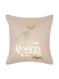 HOSTA HOMES Cream-Coloured & Gold-Toned Set of 5 Geometric Velvet Square Cushion Covers