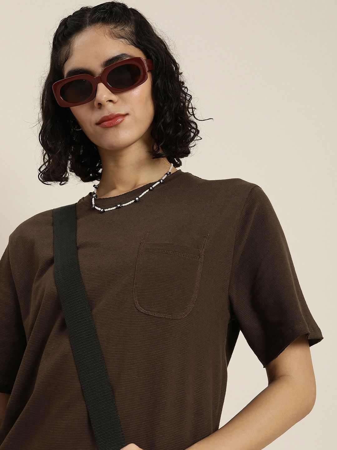 DILLINGER Womens Honeycomb Structure Oversized T-shirt