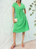 DressBerry Soft Elegance Seersucker Cinched Waist A-Line Dress
