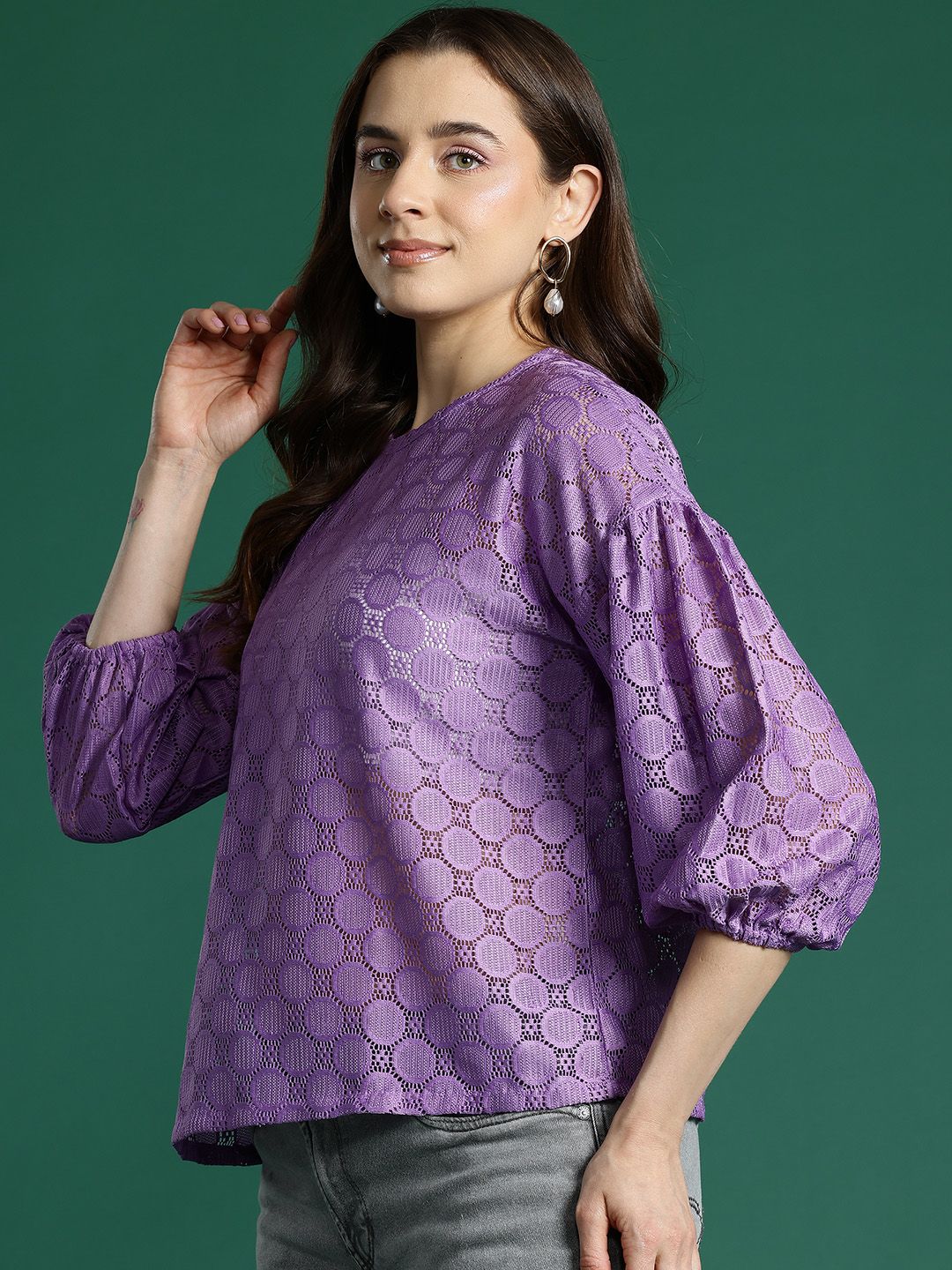 DressBerry Self Design Sheer Top