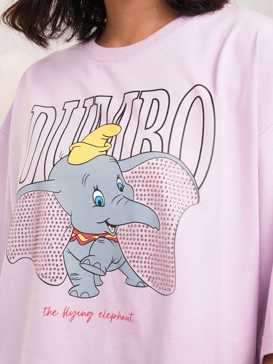 Tokyo Talkies Women Dumbo Printed Round Neck Boxy Tshirt