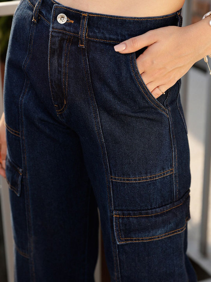 STREET 9 Women Blue Jean Wide Leg High-Rise Pure Cotton Jeans