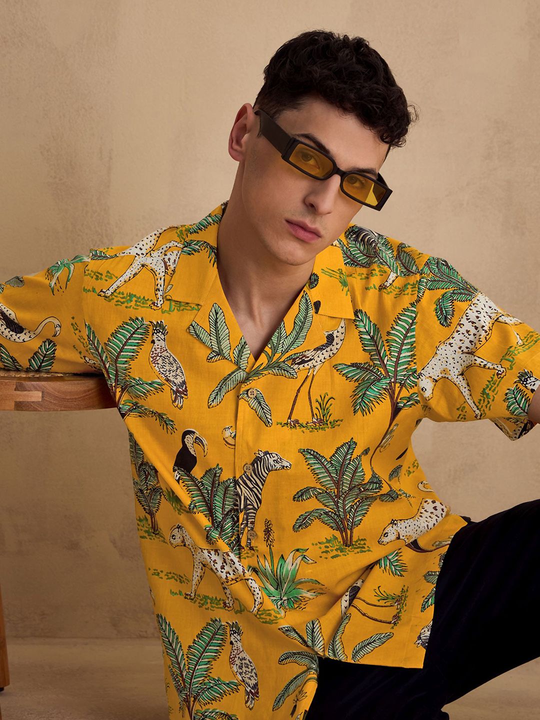 DENNISON Block Printed Oversized Casual Shirt
