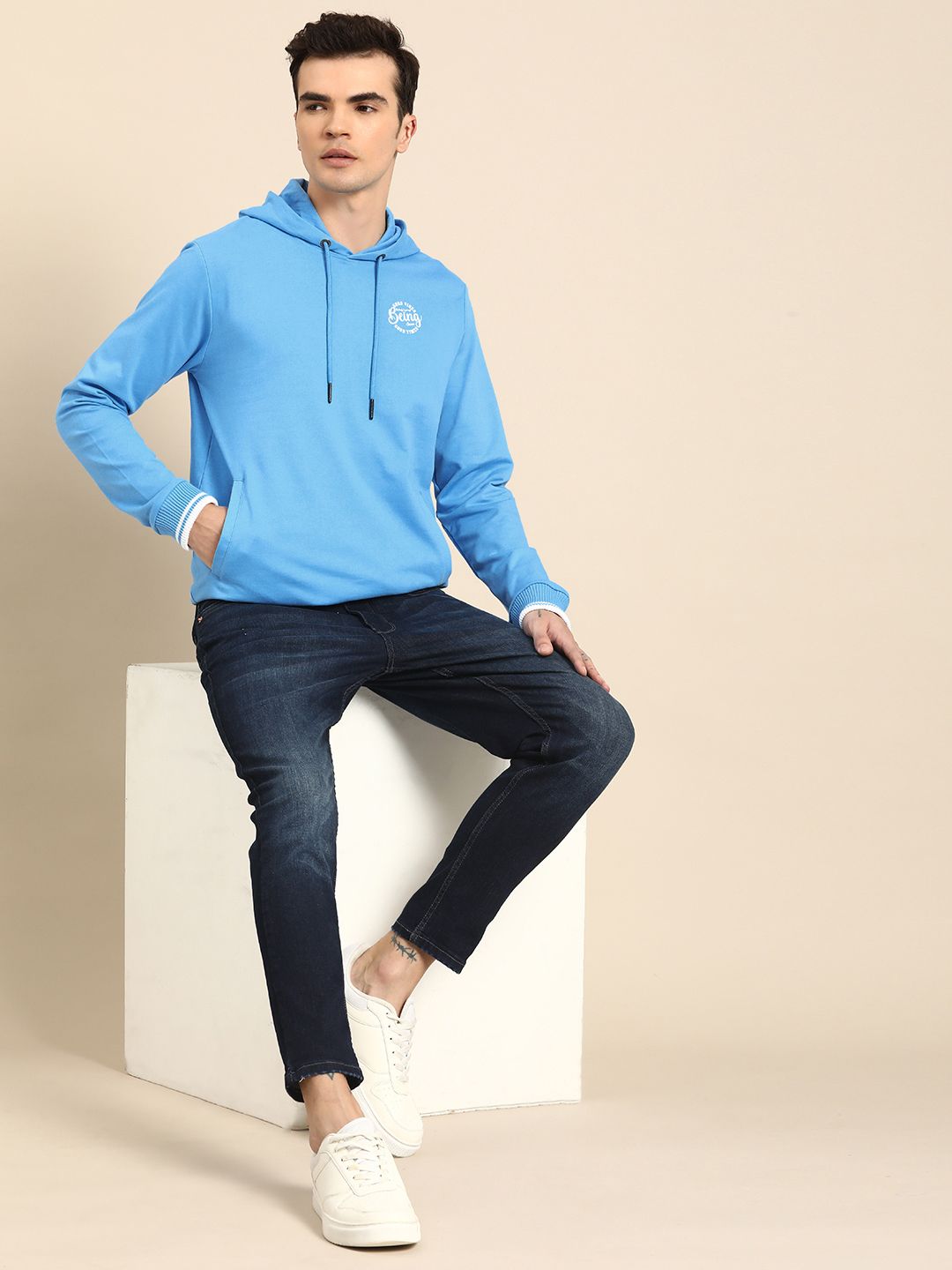 Being Human Men Brand Logo Print Hooded Pure Cotton Sweatshirt