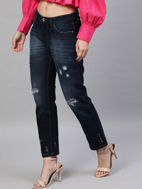 STREET 9 Women Blue Relaxed Fit Mid-Rise Mildly Distressed Jeans