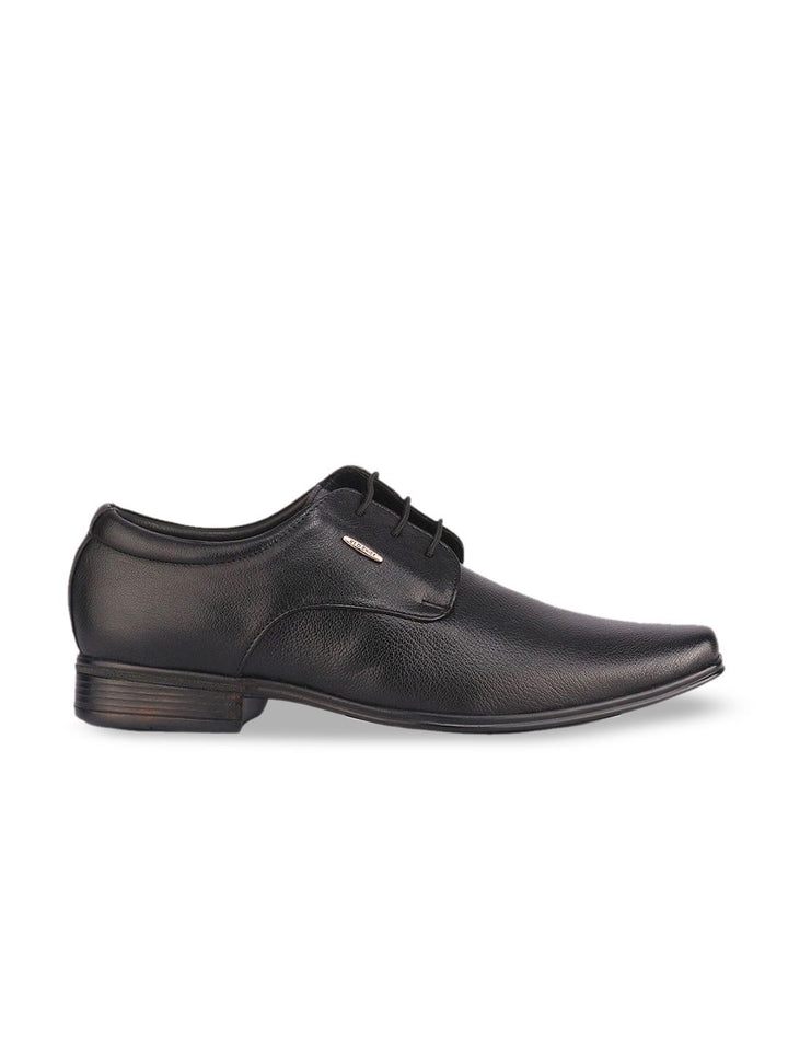 Red Chief Men Black Solid Leather Formal Derbys