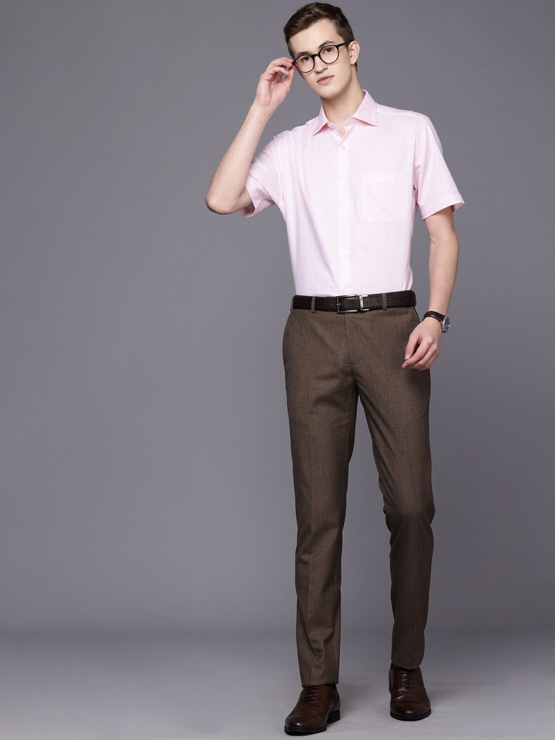 Raymond Men Textured Slim Fit Formal Trousers