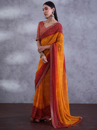 Saree mall Bandhani Printed Embellished Saree With Blouse Piece