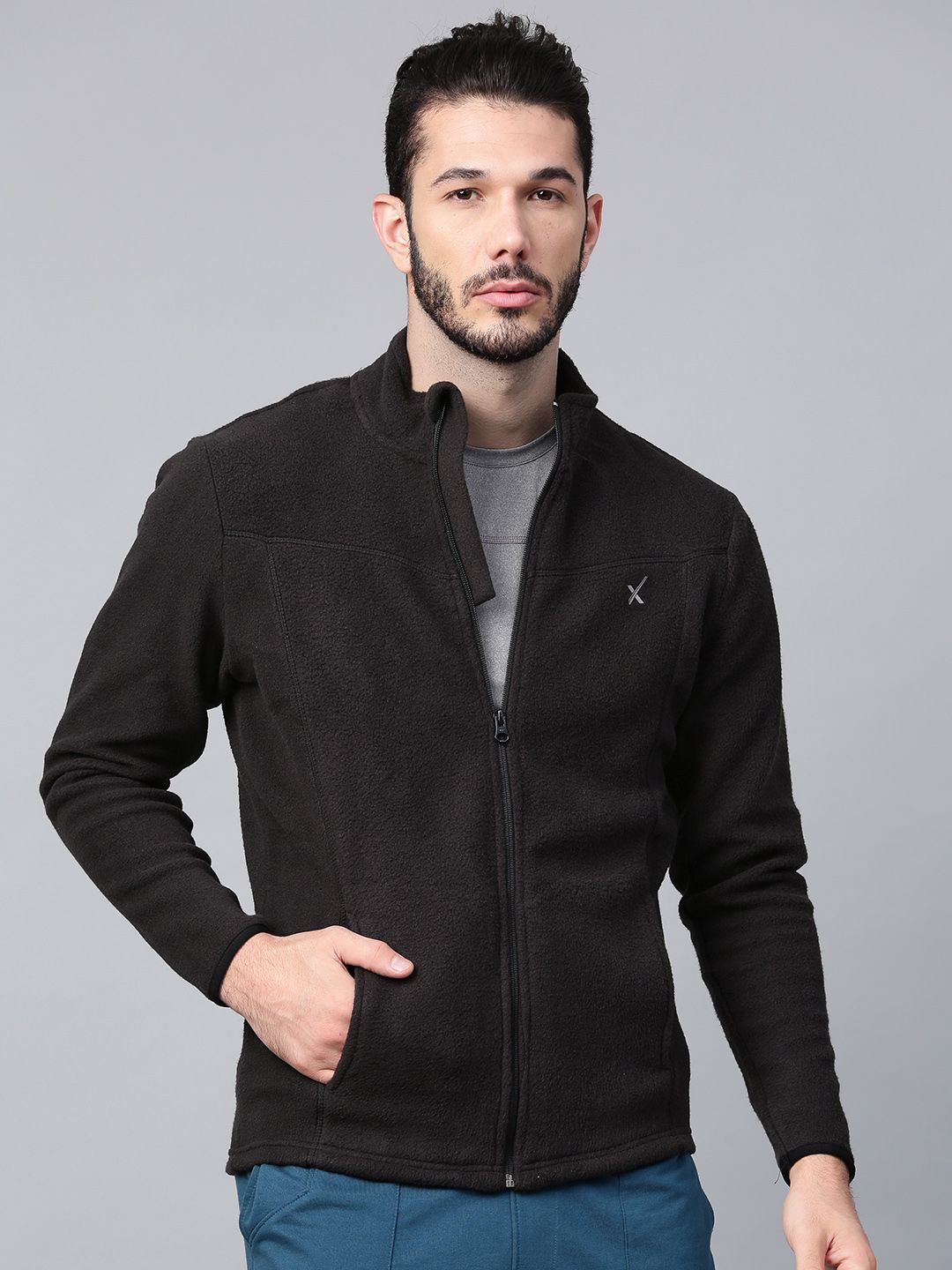 HRX by Hrithik Roshan Outdoor Men Black Solid Fleece Sweatshirt