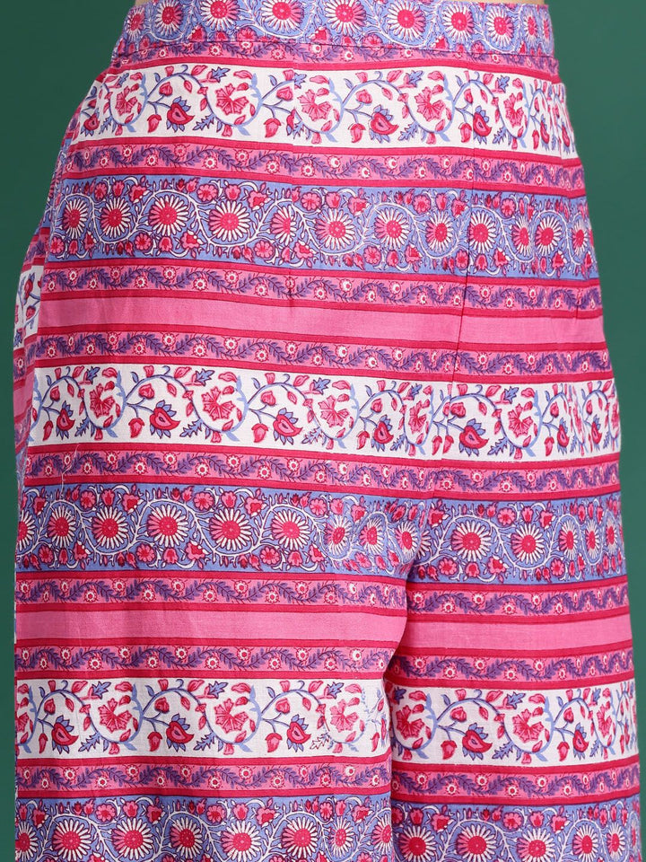 Indo Era Floral Printed Pure Cotton Kurta With Palazzos & Dupatta