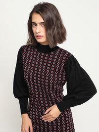 RAREISM Geometric Self Design Acrylic Longline Pullover