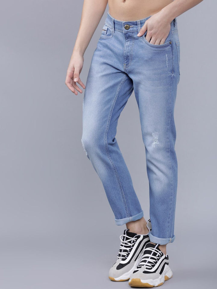 The Indian Garage Co Men Blue Slim Fit Mid-Rise Mildly Distressed Jeans