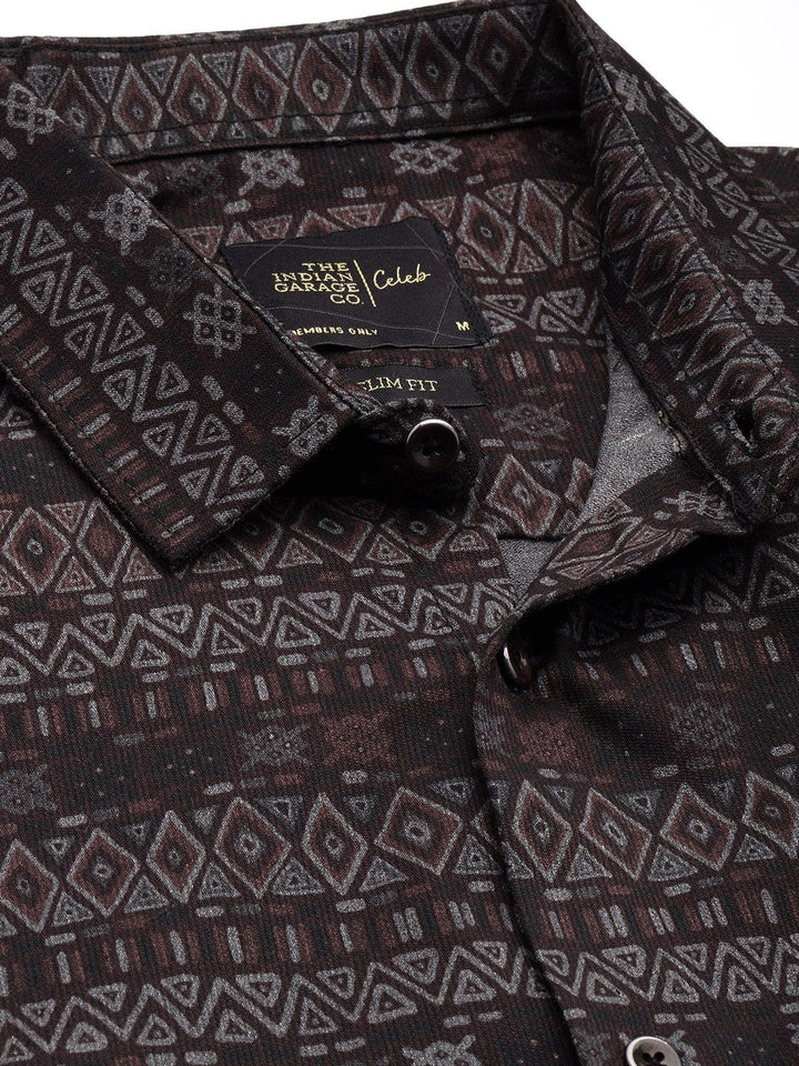 The Indian Garage Co Men Slim Fit Geometric Print Shirt