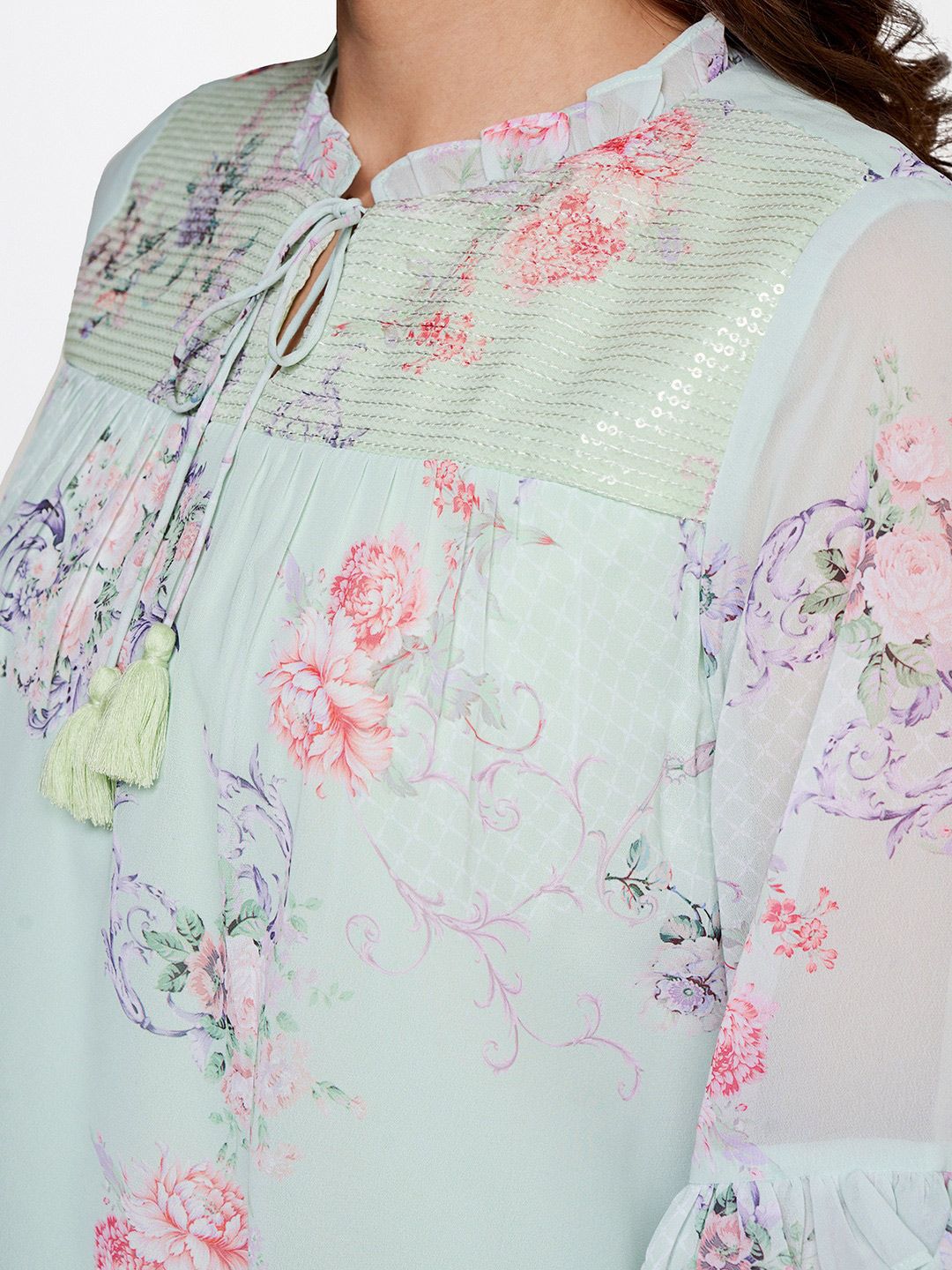 AND Puff Sleeve Floral Printed Top