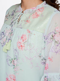 AND Puff Sleeve Floral Printed Top