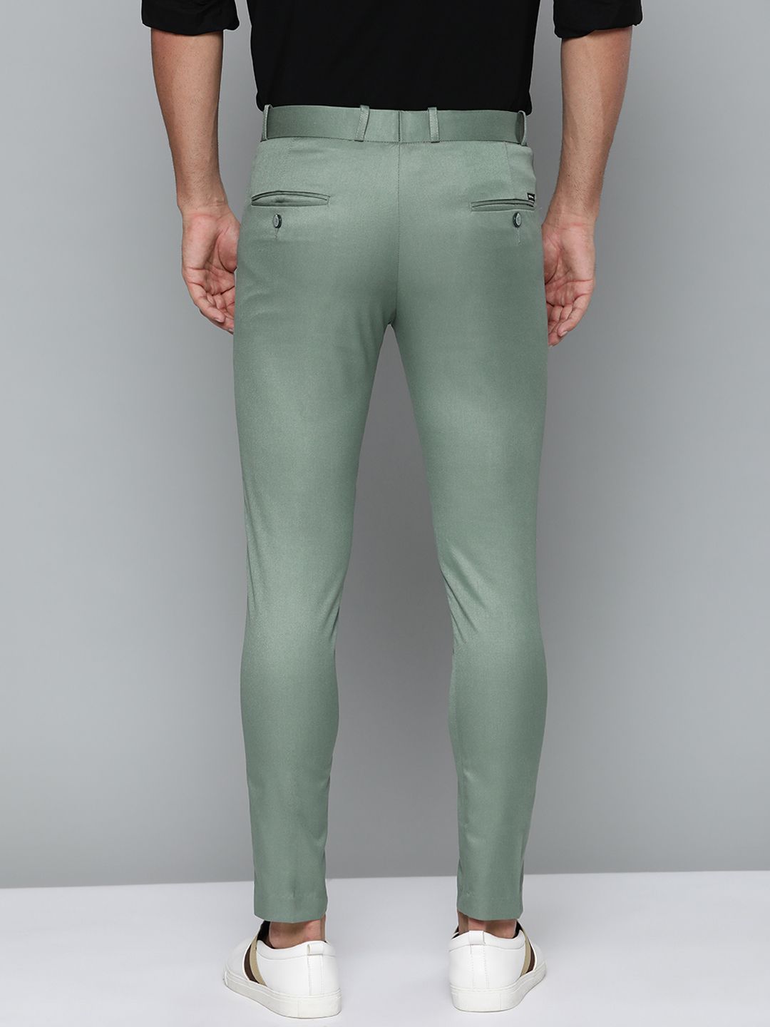 DENNISON Men Green Smart Tapered Fit Easy Wash Trousers