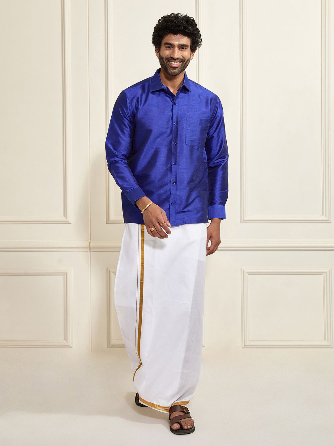 VASTRAMAY Premium Spread Collar Casual Shirt