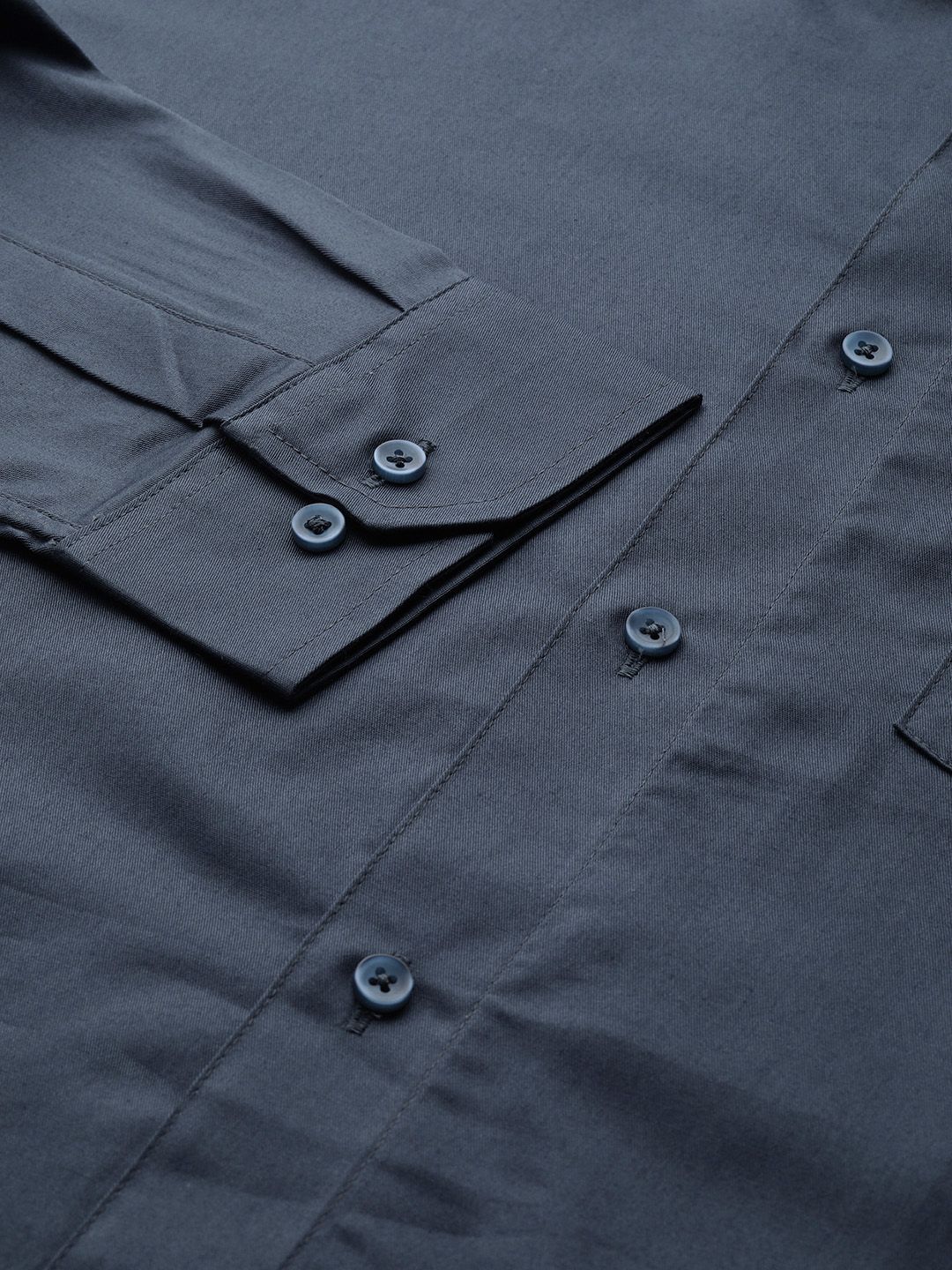 DENNISON Men Charcoal Grey Smart Slim Fit Solid Water & Stain Repellent Formal Shirt