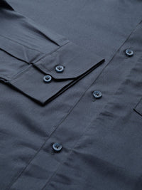 DENNISON Men Charcoal Grey Smart Slim Fit Solid Water & Stain Repellent Formal Shirt