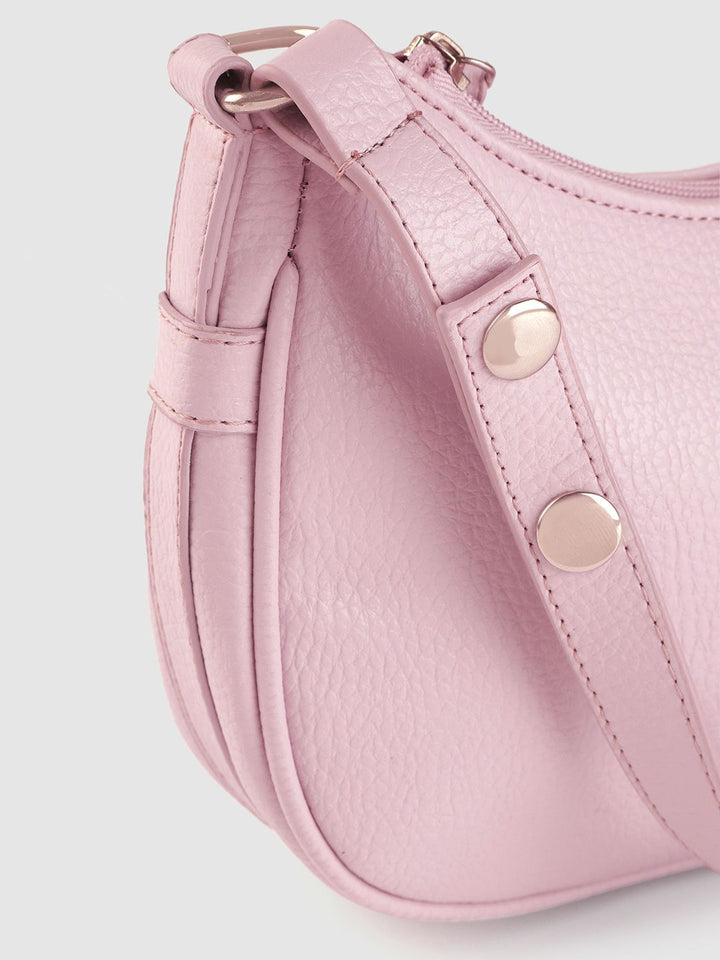Lino Perros Women Lavender Solid Structured Baguette Bag