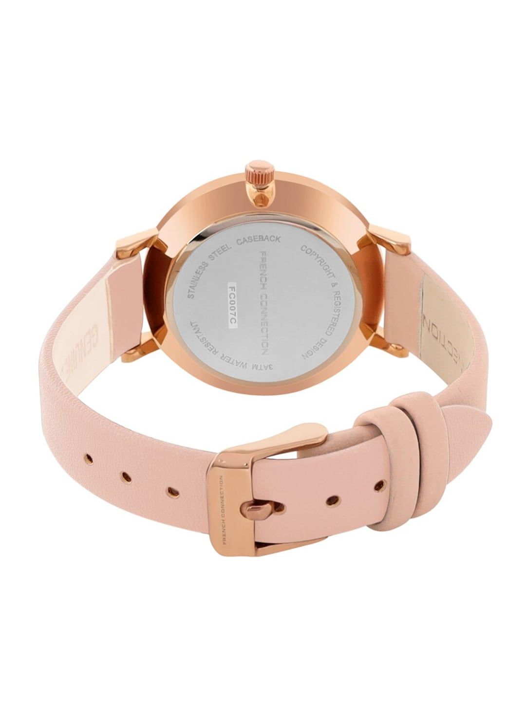 French Connection Women Pink Dial & Pink Leather Straps Analogue Watch FC007C