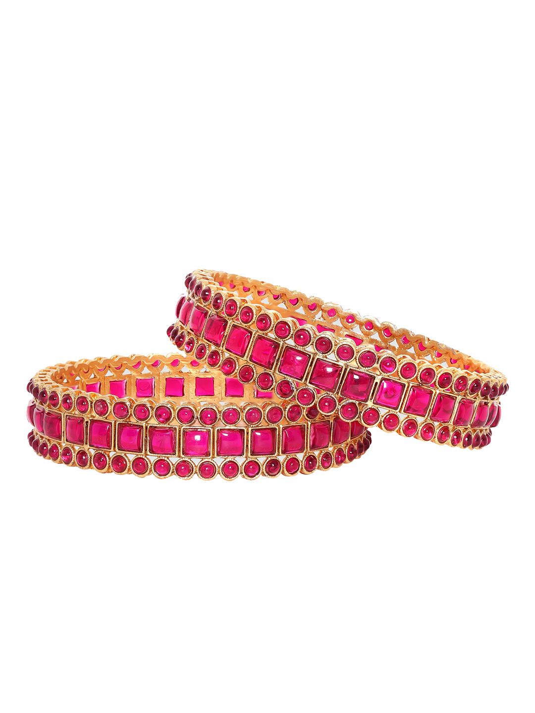 Rubans Set of 2 Gold Plated Kemp Stone Studded Bangles