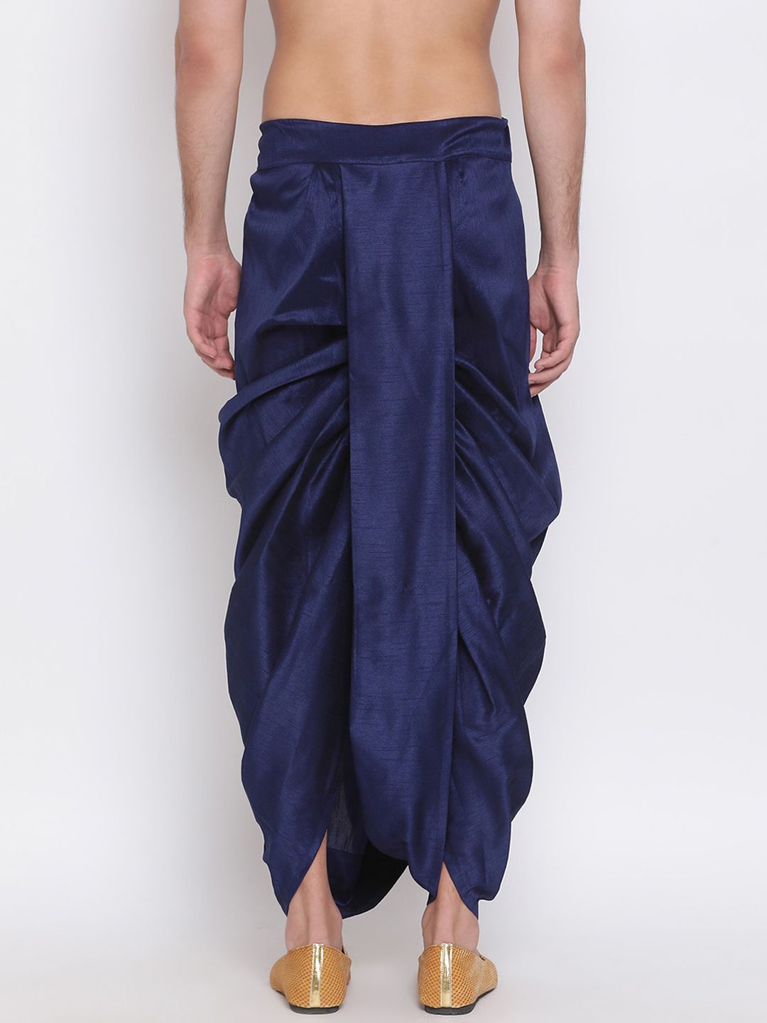 VASTRAMAY Men Navy Blue Embroidered Dhoti