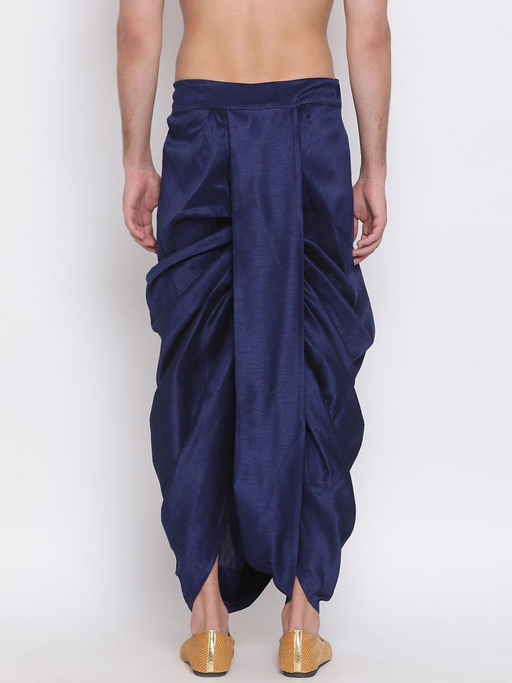 VASTRAMAY Men Navy Blue Embroidered Dhoti