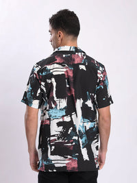 Bene Kleed Men Abstract Printed Cuban Collar Casual Shirt