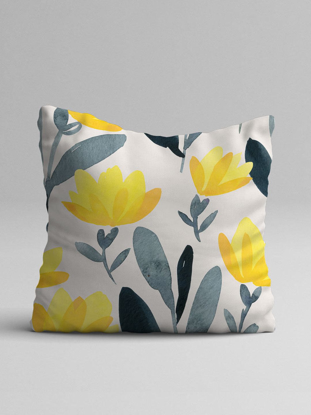 STITCHNEST Yellow & Grey Set of 5 Abstract Square Cushion Covers