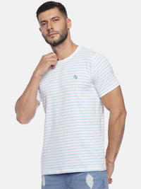 ADRO Men Striped Round Neck Cotton T-shirt