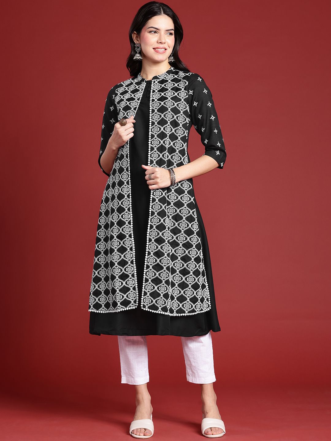 Anouk Ethnic Motifs Embroidered Layered Kurta
