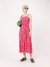 DressBerry Timeless Spring Floral Tiered Smocked Midi Dress