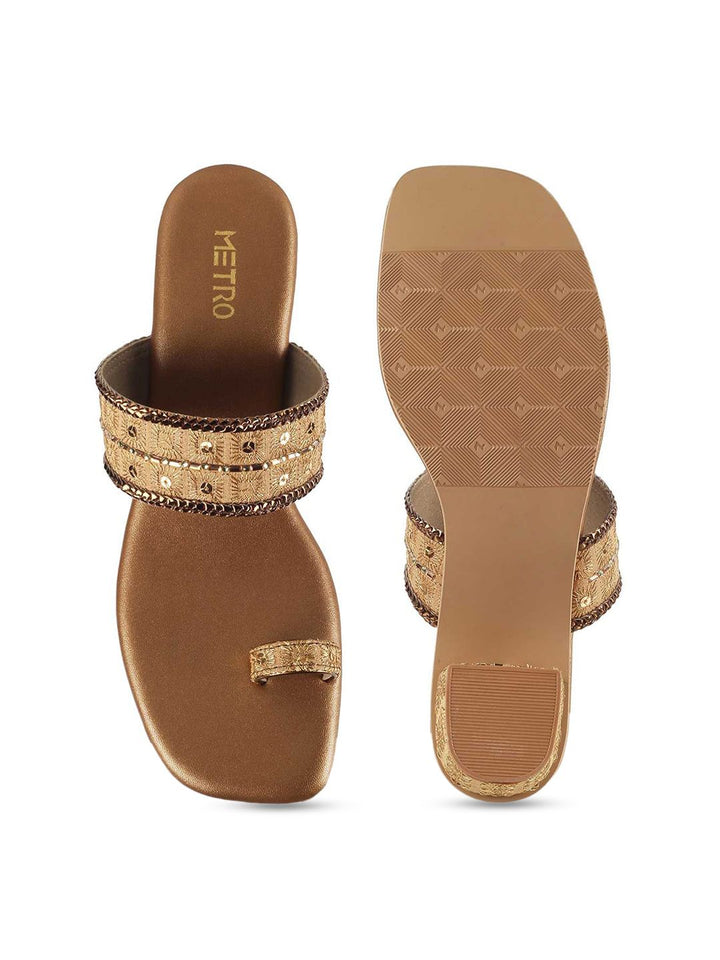 Metro Embellished One-Toe Block Heels