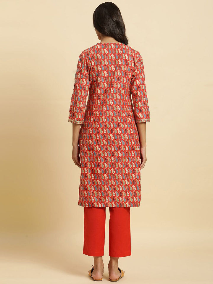 W Ethnic Motifs Printed Sequinned A-Line Kurta