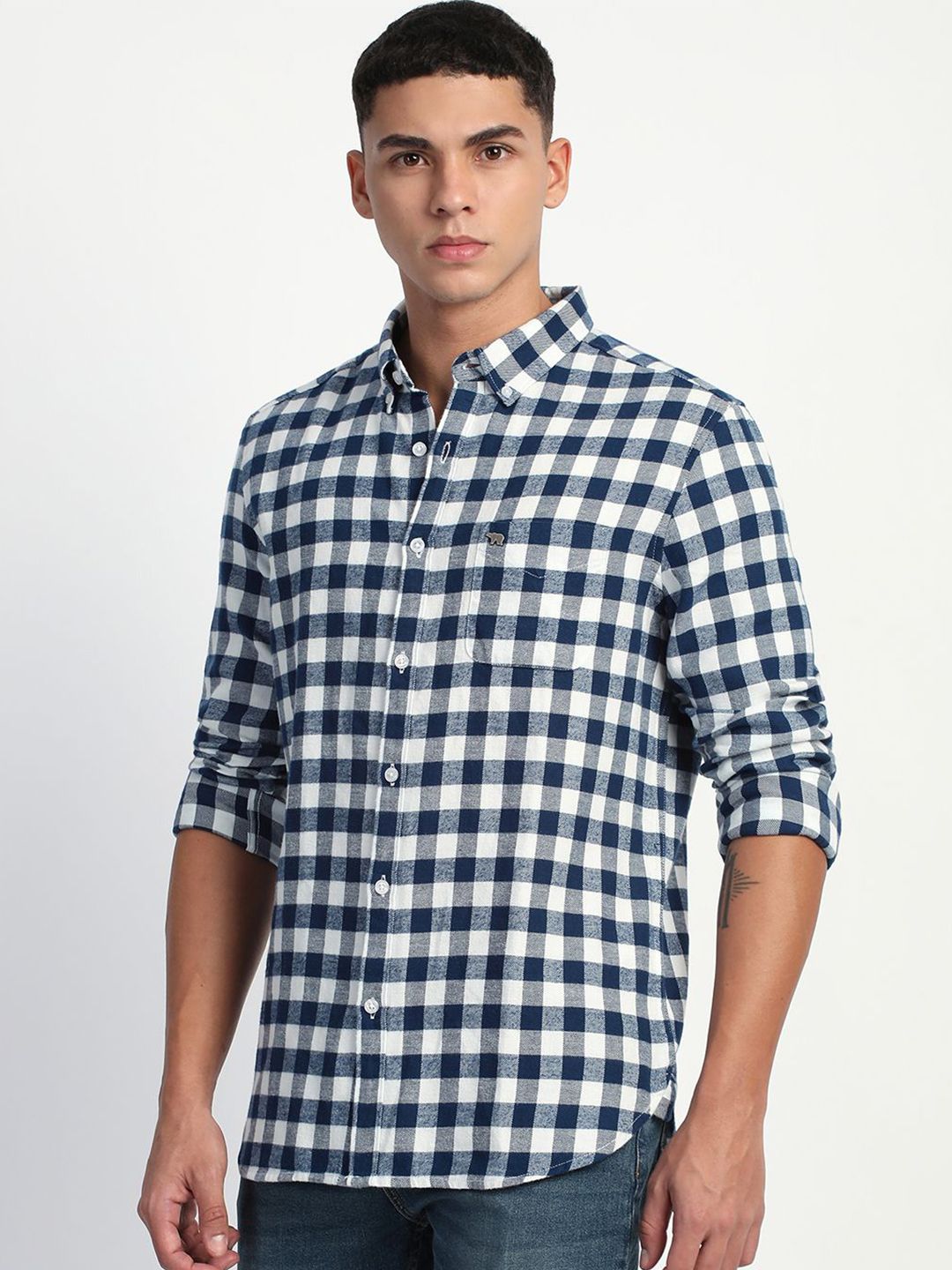 THE BEAR HOUSE Men Slim Fit Buffalo Checks Opaque Checked Casual Shirt
