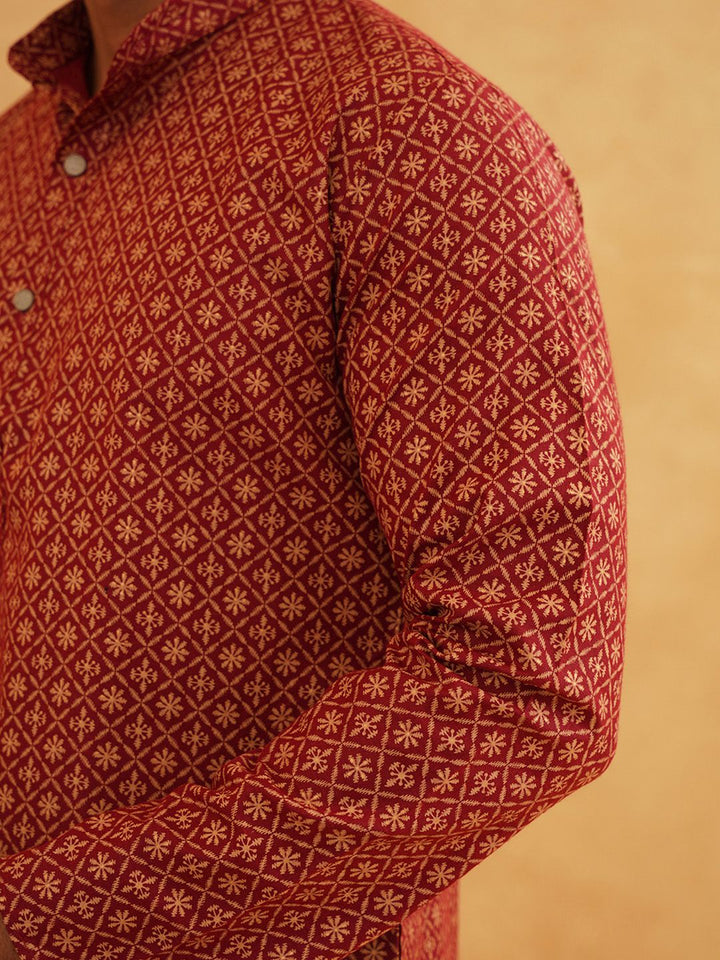 SOJANYA Floral Printed Cotton Linen Kurta With Churidar