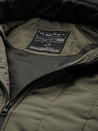 The Indian Garage Co Men Colourblock Zip-Front Slim Fit Bomber Jacket with Detachable Hood